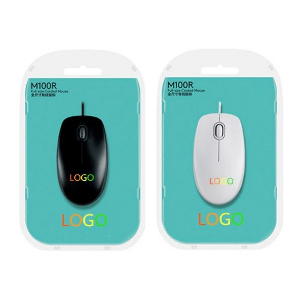 Suitable for Logitech M100R high grade blister sealed notebook office game home USB wired black and white mouse