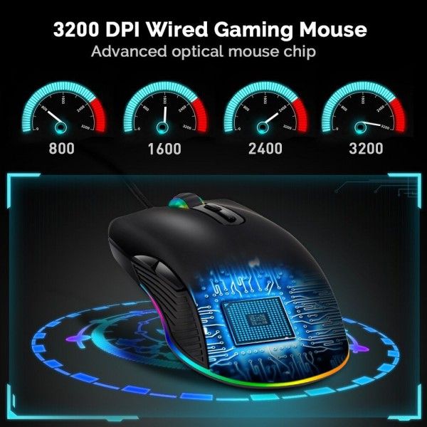 Mouse USB cable type-C photoelectric mouse RGB dazzling light game mouse factory dazzling cross border