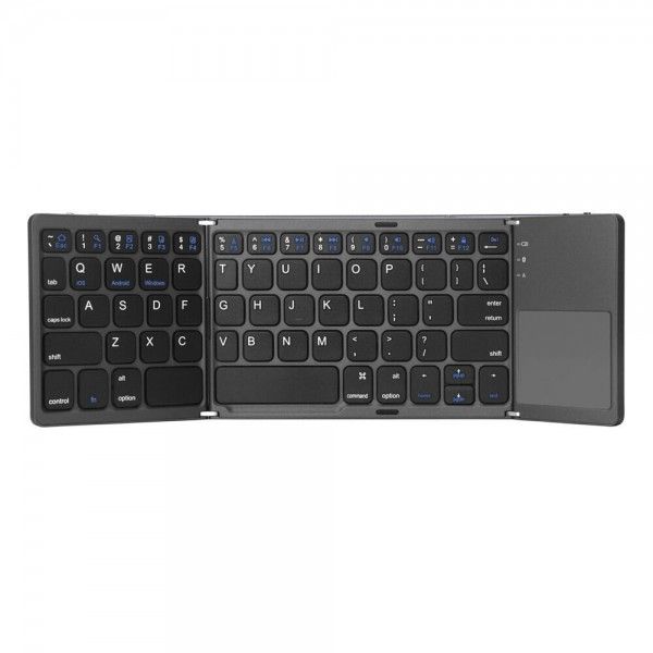 Folding keyboard mobile phone flat folding Bluetooth keyboard ultra thin three fold folding touch keyboard three system common