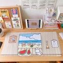 Mouse pad cartoon hand painted little girl super large waterproof lock edge game mouse pad computer keyboard anti slip table pad