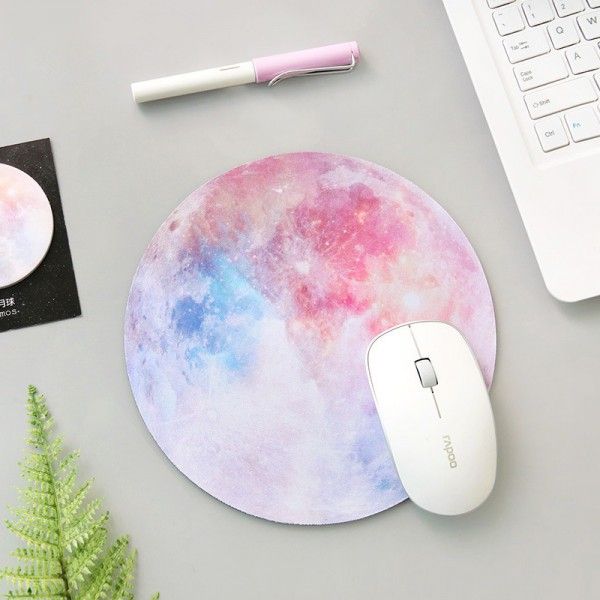 Personality dream planet mouse pad soft rubber pad small fresh student anti slip round notebook pad