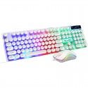 Mechanical handle luminous keyboard and mouse retro punk keycap game keyboard and mouse set wholesale