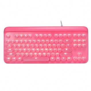 916 wired mechanical keyboard Girl Pink cute round ice crystal two color punk keycap game Office