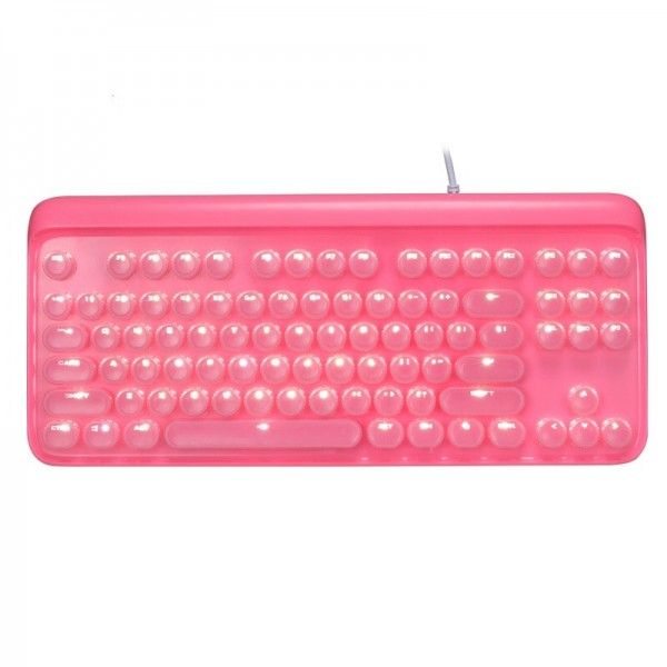 916 wired mechanical keyboard Girl Pink cute round ice crystal two color punk keycap game Office