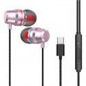 Heavy bass metal type-C earphone in ear for Huawei p30pro Xiaomi LETV mobile phone flat earphone
