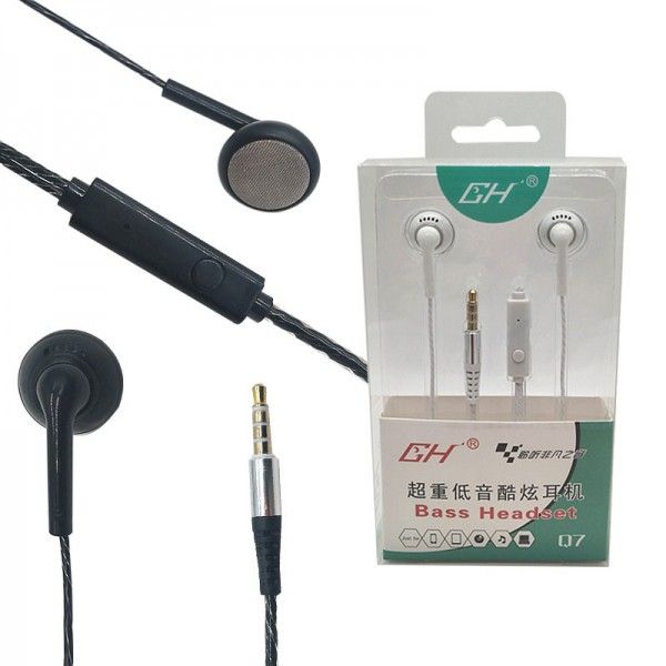 GH new intelligent earphone for mobile phone earphone control by wire Q7 earplug type crystal thread NEW
