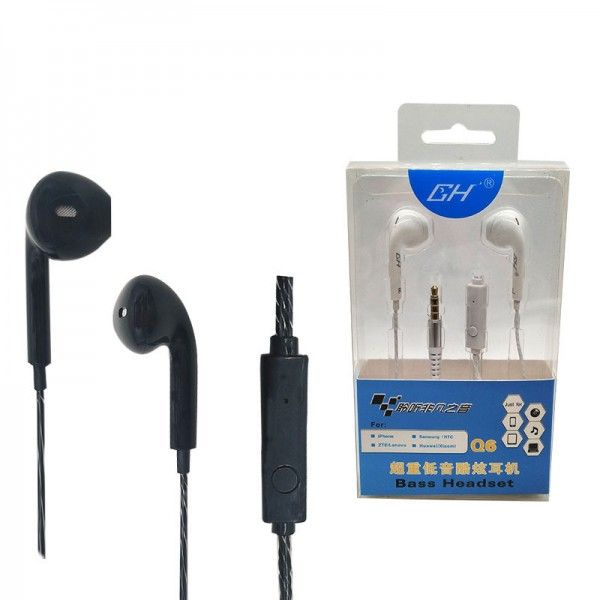 Wholesale new mobile phone wire control earphone ghq6, suitable for intelligent call subwoofer earphone, earplug thread