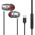Heavy bass metal type-C earphone in ear for Huawei p30pro Xiaomi LETV mobile phone flat earphone