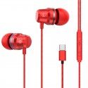 Heavy bass metal type-C earphone in ear for Huawei p30pro Xiaomi LETV mobile phone flat earphone