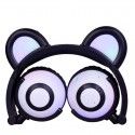 Cross border e-commerce spot wholesale customized cartoon panda ear headset light-emitting foldable mobile phone Bluetooth headset