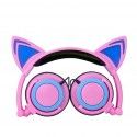 Cross border special payment for new children's cartoon cat ear headset with light-emitting folding mobile phone music headset