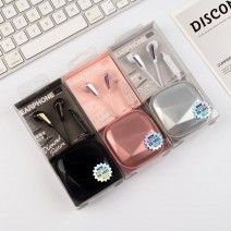 Ed-1021 new small fragrance earphone solid color with storage box wired 3.5 music earplug universal earphone