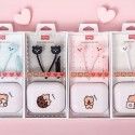 Kn-3034 wired earphone with storage box cute bear series music earphone by wire in ear earplug
