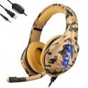 Cross border new cable headset camouflage computer games light-emitting headset subwoofer PS4 headset
