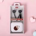 Kn-3034 wired earphone with storage box cute bear series music earphone by wire in ear earplug