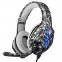 Cross border new cable headset camouflage computer games light-emitting headset subwoofer PS4 headset