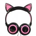 Cross border special payment for new children's cartoon cat ear headset with light-emitting folding mobile phone music headset