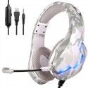 Headwear game earphone electronic competition by wire RGB seven color luminous 3.5 cable computer mobile phone subwoofer earphone