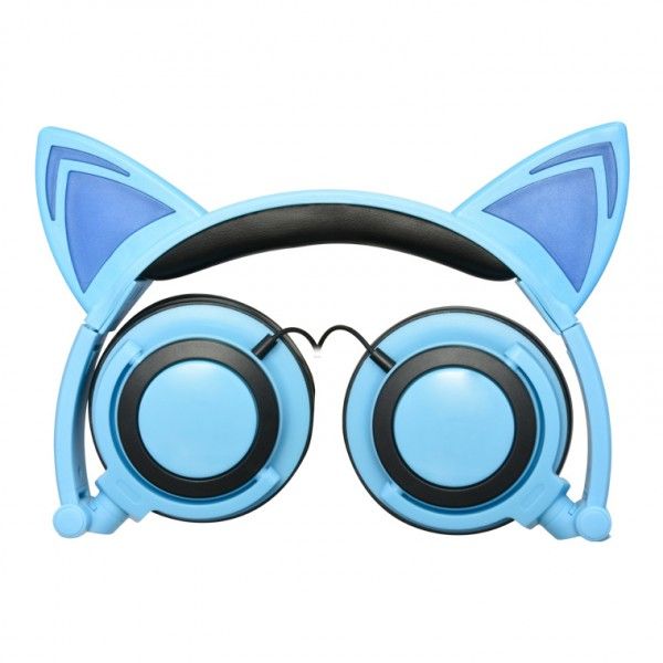 High quality products recommend popular new children's cartoon cat ear headset with light-emitting foldable mobile phone music headset