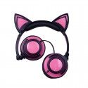 Source factory stock 12 kinds of color cartoon cat ear luminous cable folding headset