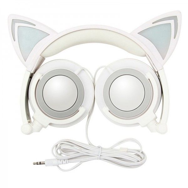 Hot selling cartoon cat ear luminous earphone