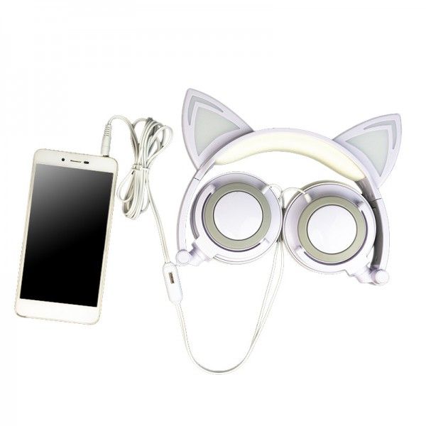 Hot selling cat's ear luminous earphone youth inspirational drama 