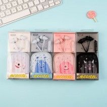 Ed-1017 cartoon cartoon monster horn headset with cute storage box mobile phone universal wired headset wholesale