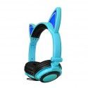 High quality products recommend popular new children's cartoon cat ear headset with light-emitting foldable mobile phone music headset
