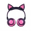Source factory stock 12 kinds of color cartoon cat ear luminous cable folding headset