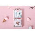 Kn-3034 wired earphone with storage box cute bear series music earphone by wire in ear earplug
