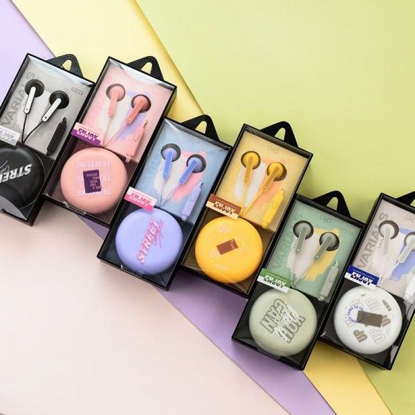 Ed-1025 earphone 3.5mm general street style with storage box multi color trend music by wire earphone wholesale