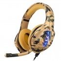 Cross border new cable headset camouflage computer games light-emitting headset subwoofer PS4 headset