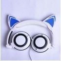 Cross border special payment for new children's cartoon cat ear headset with light-emitting folding mobile phone music headset