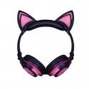 Source factory stock 12 kinds of color cartoon cat ear luminous cable folding headset