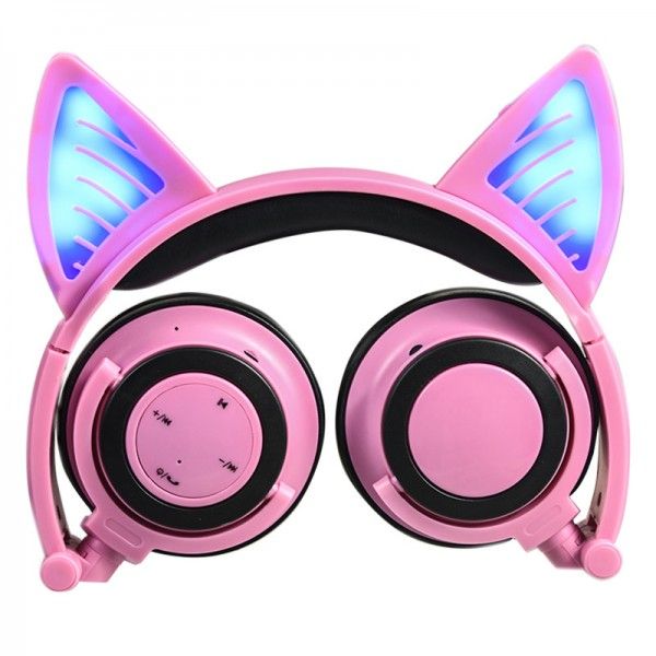 E-commerce hot spot wholesale customized cat ear luminous foldable wireless Bluetooth headset