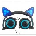 Cross border special payment for new children's cartoon cat ear headset with light-emitting folding mobile phone music headset