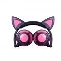 Source factory stock 12 kinds of color cartoon cat ear luminous cable folding headset