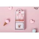 Kn-3034 wired earphone with storage box cute bear series music earphone by wire in ear earplug