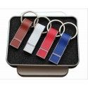Key chain business leather case U disk PR gift embossed leather logo customized U disk