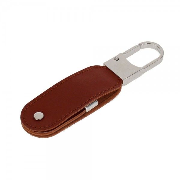 Gift U-disk factory leather case key ring U-disk 2019 new PR gift embossed leather logo
