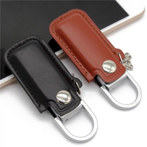 [leather case U disk] customized and printed logo leather case U disk high speed waterproof car key ring leather case U disk