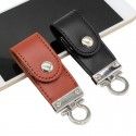 Leather case key ring embossed logo leather U disk to customize 8g16g32g leather case U disk