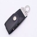 Leather case key ring embossed logo leather U disk to customize 8g16g32g leather case U disk
