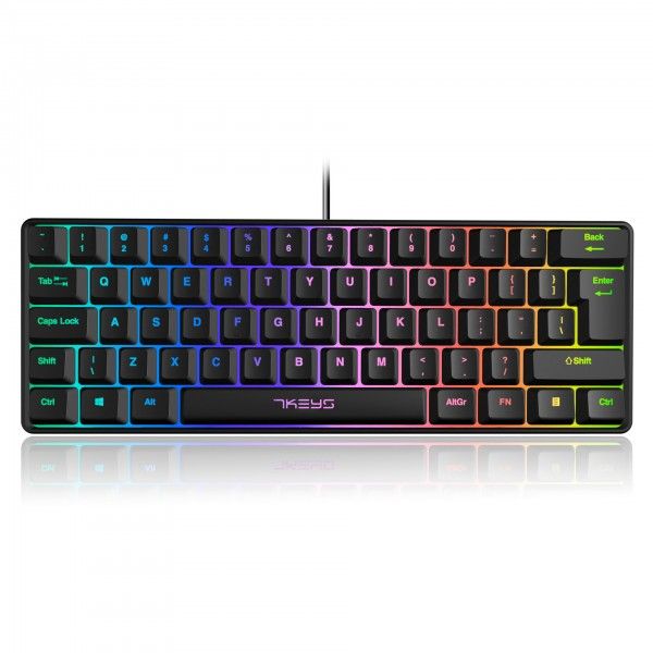 7keys wired game keyboard 61 key RGB mechanical handle laptop keyboard business office portable 