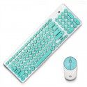Ik6630 wireless keyboard and mouse set punk round key cap silent power saving wireless key mouse set