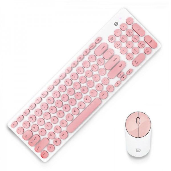 Ik6630 wireless keyboard and mouse set punk round key cap silent power saving wireless key mouse set