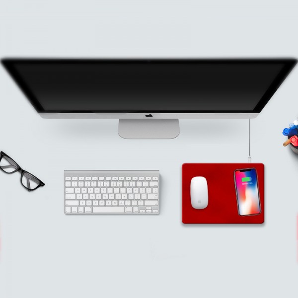 10W wireless mobile phone charging mouse pad Pu wireless charging mouse pad customized advertising wireless charging mouse pad