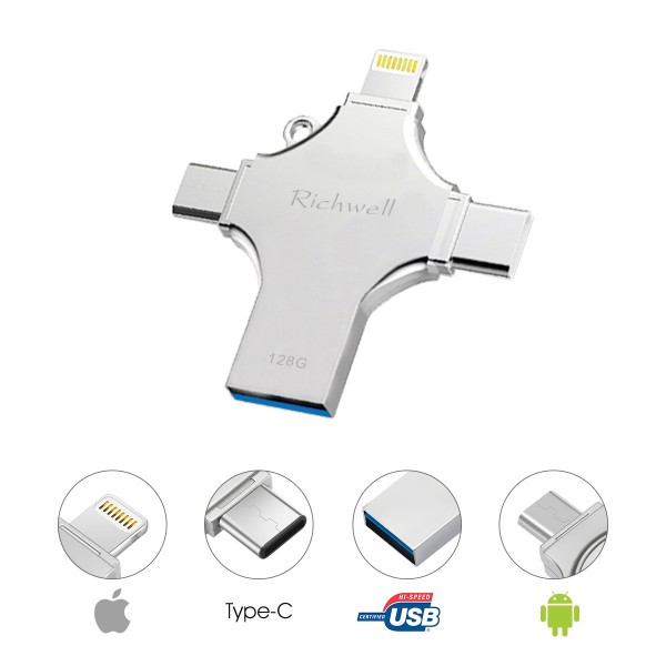 Applicable to Apple Android type cotg four in one USB flash disk 16g32g128g metal cross rotating USB flash disk