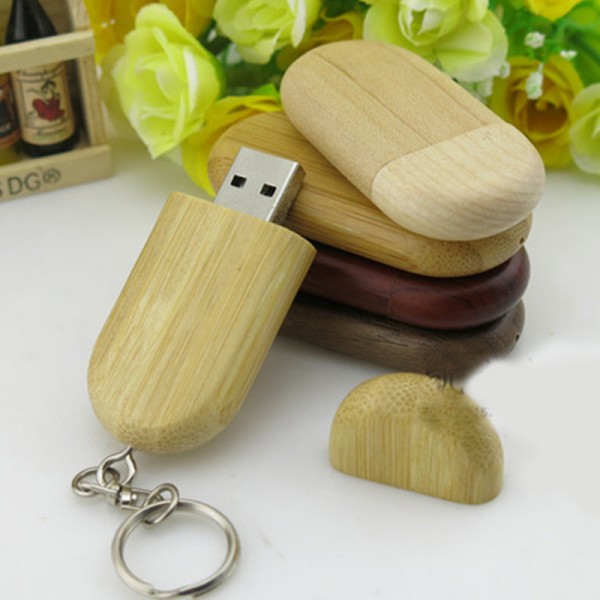 Wooden USB flash disk customized business advertising gift 2G wooden oval USB flash disk customized logo Engravable USB flash disk