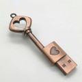 Creative metal love key USB stick 16g heart-shaped bronze key storage USB stick pendant USB stick customized gift 32g